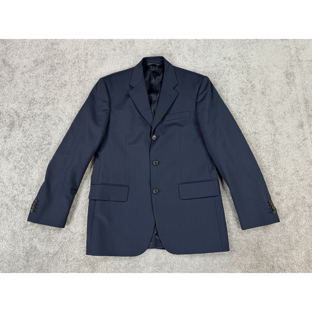 Banana Republic Suit Jacket 38 S Navy Wool Subtle Striped Wool Designer Luxury